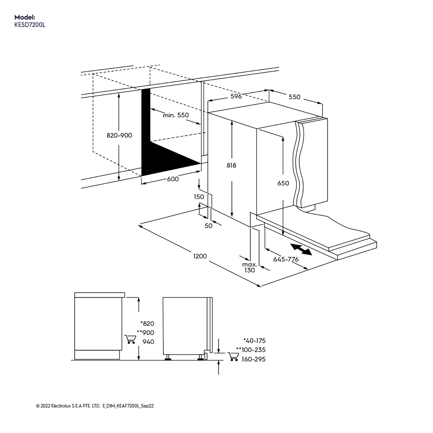 60cm fullyintegrated dishwasher with 13 place settings KEAF7200L